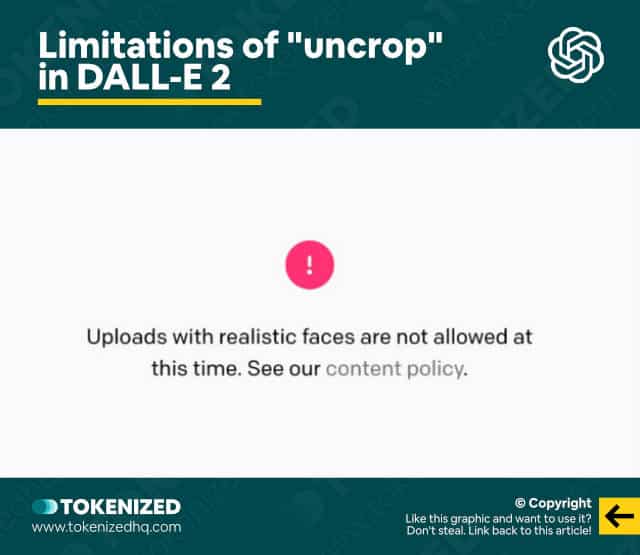 Limitations of "uncrop" in DALL-E 2 when using realistic faces of humans.