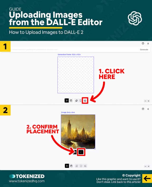 Step-by-step guide on how to upload images to DALL-E from the editor.