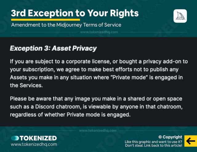 Infographic showing the first amendment that was made to the Midjourney Terms of Service on August 28, 2022.