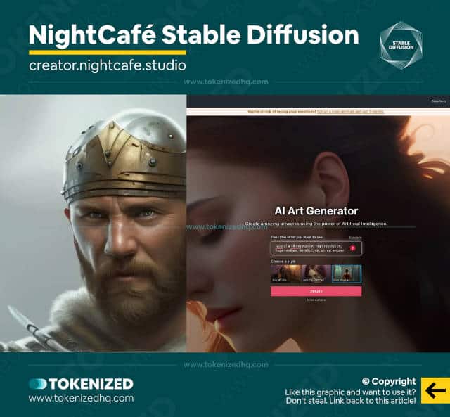 Screenshot of the NightCafé Stable Diffusion online generator.