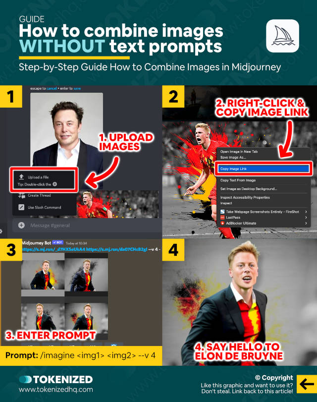 Step-by-step guide on how to combine images in Midjourney WITHOUT text prompts.