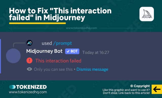 Infographic explaining how to fix the Midjourney error "This interaction failed".