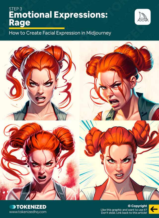 Create Facial Expressions in Midjourney – Step 3 – Emotions: Rage