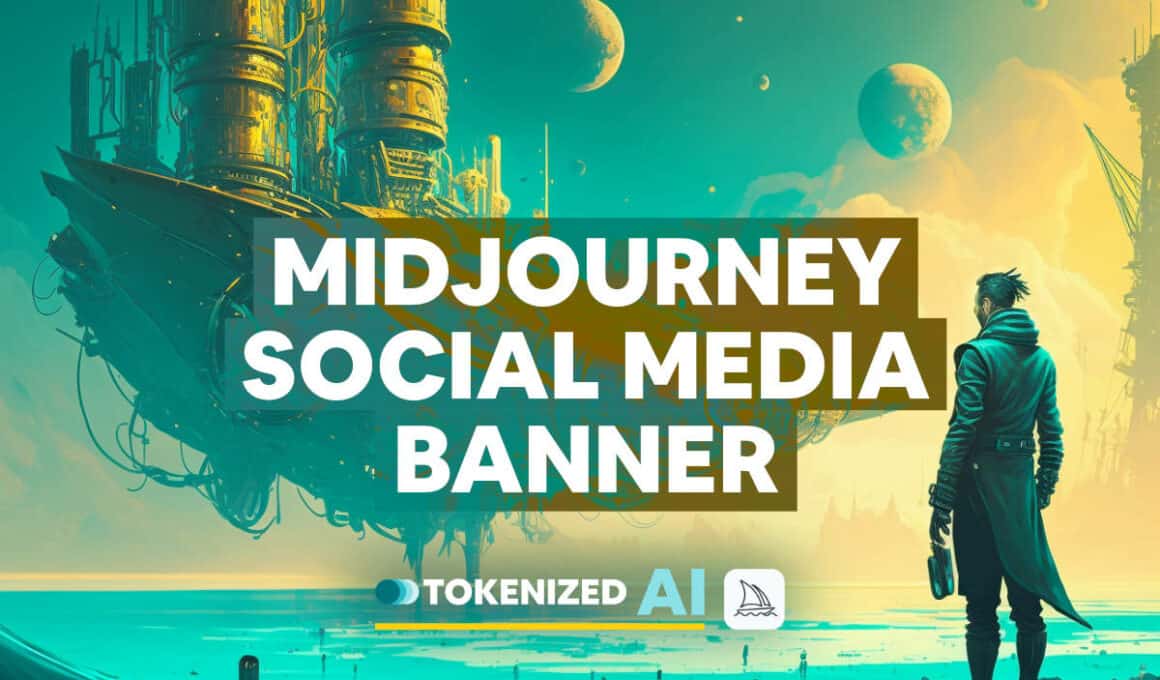 Artistic Feature image for the blog post "Midjourney Social Media Banner Design"