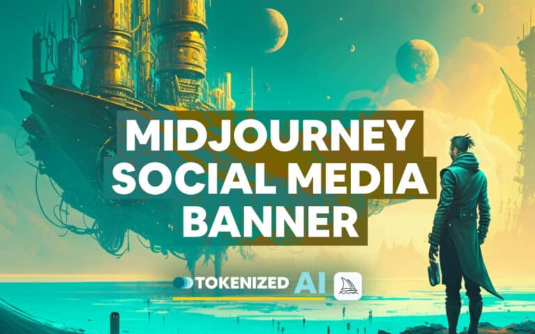 Artistic Feature image for the blog post "Midjourney Social Media Banner Design"