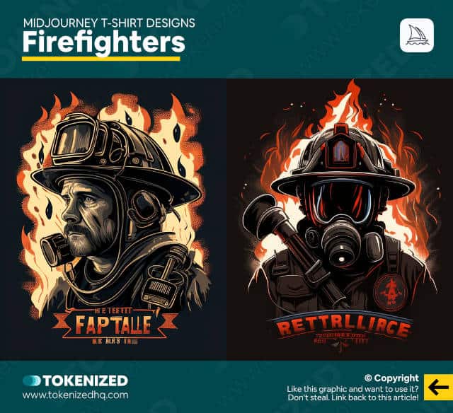 Example of Midjourney T-Shirt Designs for Firefighters.