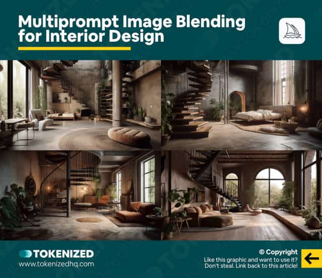 Example of Multiprompt Image Blending for Interior Design.