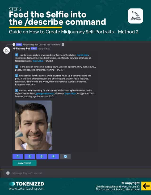 Step-by-step guide on how to create a Midjourney self-portrait – Method 2: Step 2