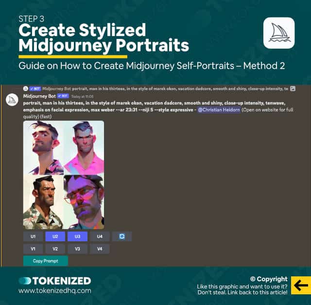 Step-by-step guide on how to create a Midjourney self-portrait – Method 2: Step 3