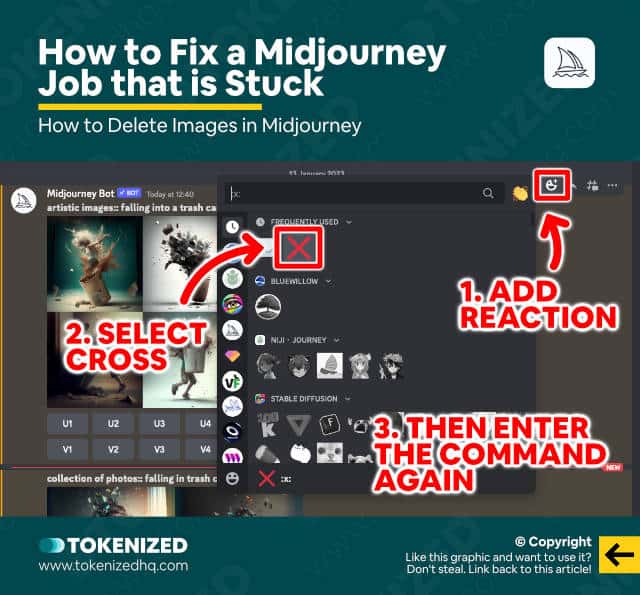 Infographic explaining how to fix a Midjourney that has been waiting to start for a long time.