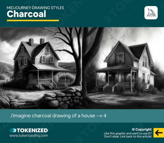 Charcoal drawing Midjourney style