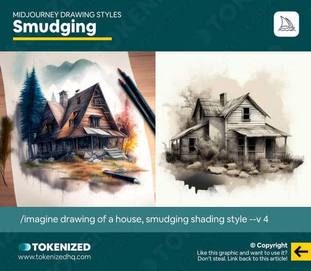 Examples of the "Smudging" Midjourney drawing style.